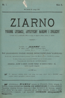 Ziarno : tygodnik literacki, artystyczny, naukowy i społeczny. 1883, nr 7