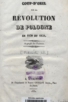 Coup d'oeil sur la revolution de Pologne en 1830 et 1831