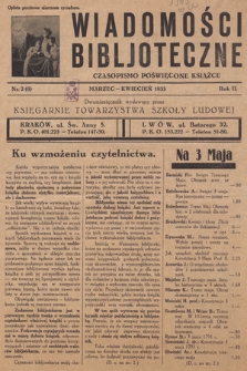 Wiadomości Bibljoteczne : czasopismo poświęcone książce : dwumiesięcznik wydawany przez Księgarnie Tow. Szkoły Ludowej. 1933