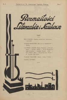 Rozmaitości Literackie i Naukowe : dodatek do nr 26 „Ilustrowanego Tygodnika Polskiego”. 1927, nr 5