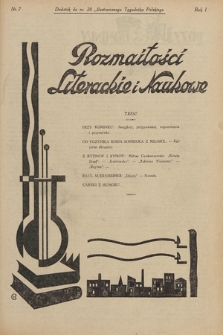 Rozmaitości Literackie i Naukowe : dodatek do nr 28 „Ilustrowanego Tygodnika Polskiego”. 1927, nr 7