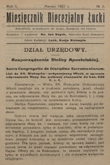 Miesięcznik Diecezjalny Łucki. 1927, nr 3