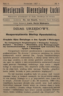 Miesięcznik Diecezjalny Łucki. 1927, nr 4