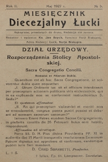 Miesięcznik Diecezjalny Łucki. 1927, nr 5