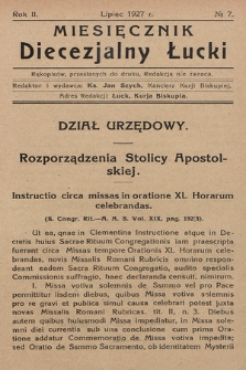 Miesięcznik Diecezjalny Łucki. 1927, nr 7