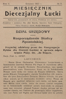 Miesięcznik Diecezjalny Łucki. 1927, nr 8