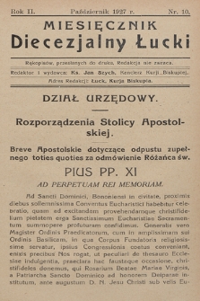 Miesięcznik Diecezjalny Łucki. 1927, nr 10