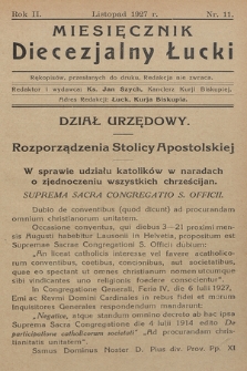 Miesięcznik Diecezjalny Łucki. 1927, nr 11