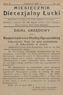 Miesięcznik Diecezjalny Łucki. 1927, nr 12