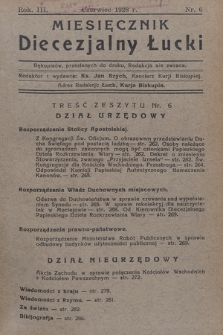 Miesięcznik Diecezjalny Łucki. 1928, nr 6