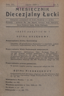 Miesięcznik Diecezjalny Łucki. 1928, nr 7