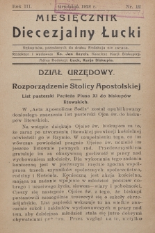 Miesięcznik Diecezjalny Łucki. 1928, nr 12