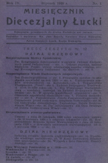 Miesięcznik Diecezjalny Łucki. 1929, nr 1