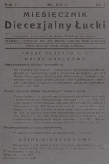 Miesięcznik Diecezjalny Łucki. 1930, nr 5