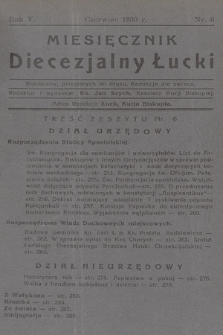 Miesięcznik Diecezjalny Łucki. 1930, nr 6