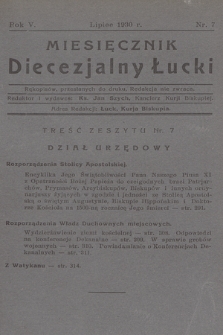 Miesięcznik Diecezjalny Łucki. 1930, nr 7