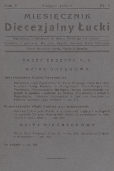 Miesięcznik Diecezjalny Łucki. 1930, nr 8