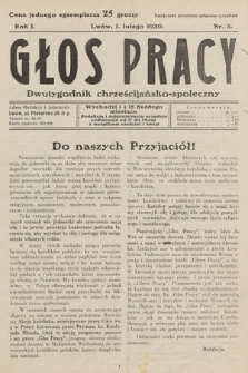 Głos Pracy : dwutygodnik chrześcijańsko-społeczny. 1930, nr 3