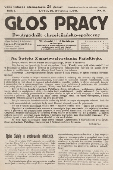 Głos Pracy : dwutygodnik chrześcijańsko-społeczny. 1930, nr 8