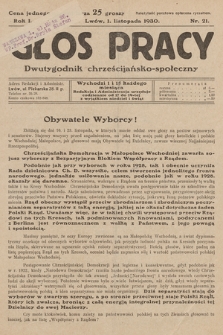 Głos Pracy : dwutygodnik chrześcijańsko-społeczny. 1930, nr 21