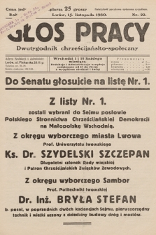 Głos Pracy : dwutygodnik chrześcijańsko-społeczny. 1930, nr 22