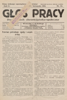 Głos Pracy : dwutygodnik chrześcijańsko-społeczny. 1931, nr 22