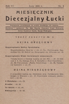 Miesięcznik Diecezjalny Łucki. 1931, nr 2