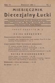 Miesięcznik Diecezjalny Łucki. 1931, nr 4