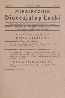 Miesięcznik Diecezjalny Łucki. 1931, nr 8