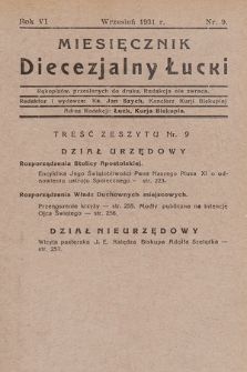Miesięcznik Diecezjalny Łucki. 1931, nr 9