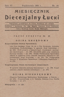 Miesięcznik Diecezjalny Łucki. 1931, nr 10