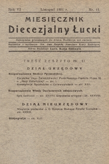 Miesięcznik Diecezjalny Łucki. 1931, nr 11