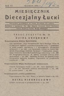 Miesięcznik Diecezjalny Łucki. 1931, nr 12