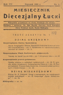 Miesięcznik Diecezjalny Łucki. 1932, nr 1