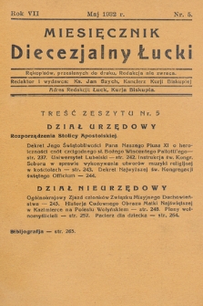 Miesięcznik Diecezjalny Łucki. 1932, nr 5