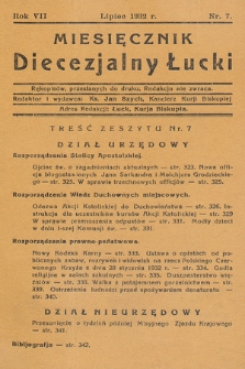 Miesięcznik Diecezjalny Łucki. 1932, nr 7