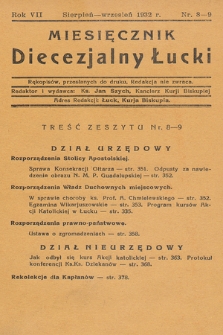 Miesięcznik Diecezjalny Łucki. 1932, nr 8-9