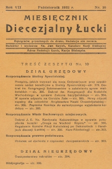 Miesięcznik Diecezjalny Łucki. 1932, nr 10