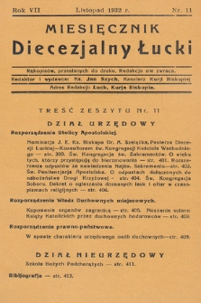Miesięcznik Diecezjalny Łucki. 1932, nr 11