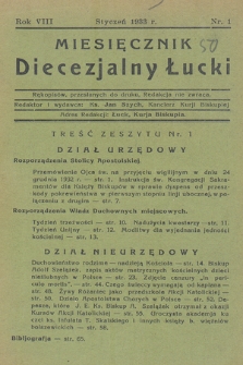 Miesięcznik Diecezjalny Łucki. 1933, nr 1