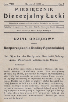 Miesięcznik Diecezjalny Łucki. 1933, nr 4