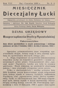 Miesięcznik Diecezjalny Łucki. 1933, nr 5-6