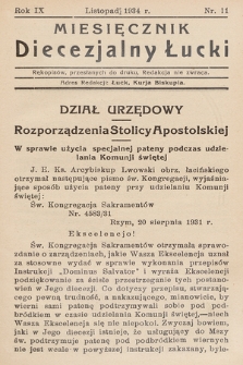 Miesięcznik Diecezjalny Łucki. 1934, nr 11