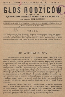 Głos Rodziców : wydawnictwo Zjednoczenia Zrzeszeń Rodzicielskich w Polsce. 1927, nr 1