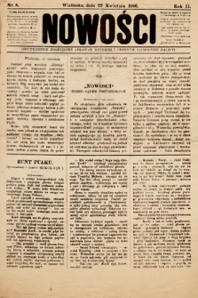 Nowości : dwutygodnik poświęcony sprawom miejskim i gminnym zachodniej Galicji. 1886, nr 8