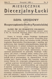 Miesięcznik Diecezjalny Łucki. 1935, nr 8