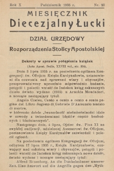 Miesięcznik Diecezjalny Łucki. 1935, nr 10