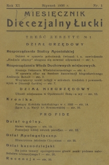 Miesięcznik Diecezjalny Łucki. 1936, nr 1