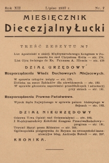 Miesięcznik Diecezjalny Łucki. 1937, nr 7