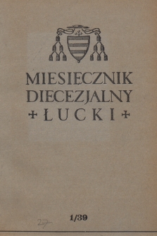 Miesięcznik Diecezjalny Łucki. 1939, nr 1